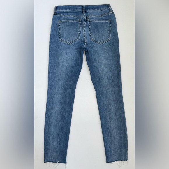 Free People Button-Fly Skinny Jeans Blue Raw Hem Mid Rise Stretch 27 - Picture 5 of 13